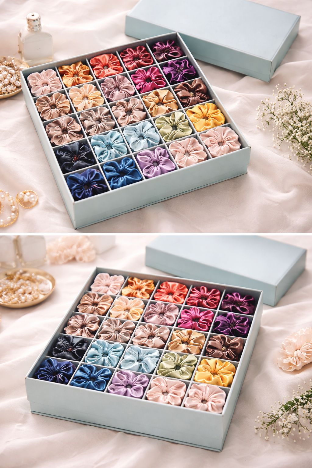 cerrito satin hair scrunchies for women & girls, soft, no crease, gentle hair ties for thick, curly, straight, smooth silk feel elastic scrunchy set for styling (multi 12 pcs, no box include) cerrito satin hair scrunchies for women & girls, soft, no crease, gentle hair ties for thick, curly, straight, smooth silk feel elastic scrunchy set for styling (multi 12 pcs, no box include)