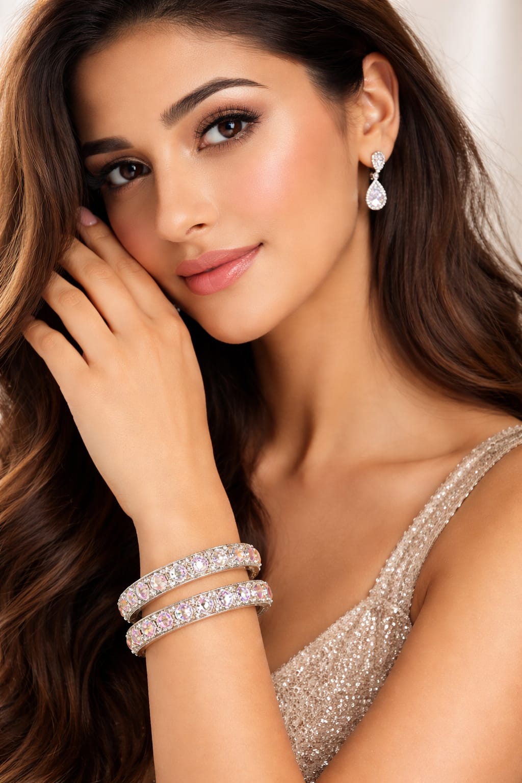 kaimono.in rhodium plated silver toned american diamond square shaped studded bangle jewellery set for girls and women (set of 2) kaimono.in rhodium plated silver toned american diamond square shaped studded bangle jewellery set for girls and women (set of 2)