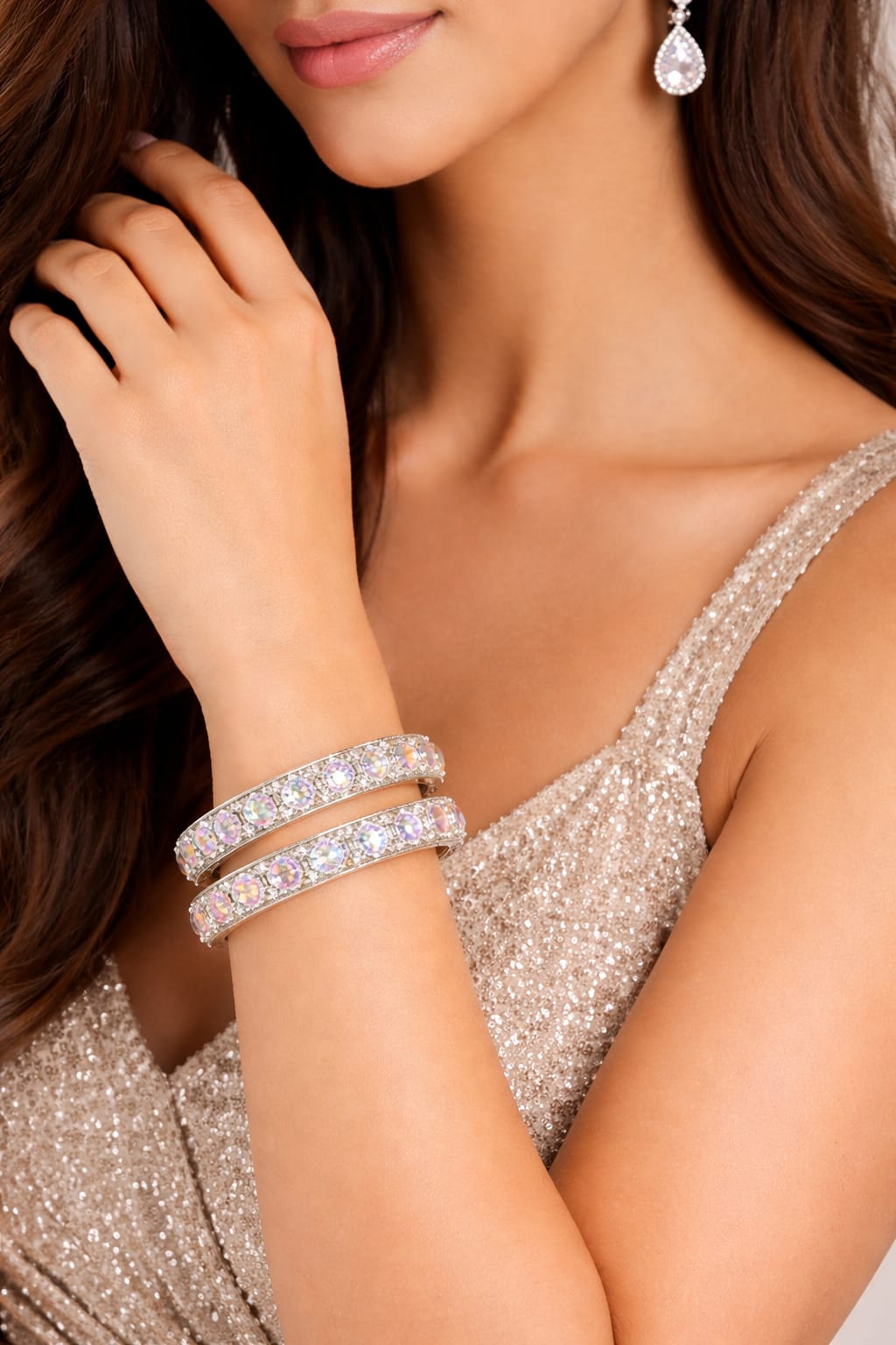 kaimono.in rhodium plated silver toned american diamond square shaped studded bangle jewellery set for girls and women (set of 2) kaimono.in rhodium plated silver toned american diamond square shaped studded bangle jewellery set for girls and women (set of 2)